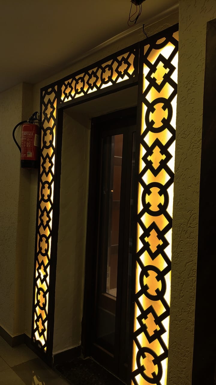 MDF Lift Design - Elegant MDF lift interior with modern paneling and ambient lighting. by Aamir Enterprises S, POP Ceiling & False Ceiling Contractor in Bhopal, Madhya Pradesh